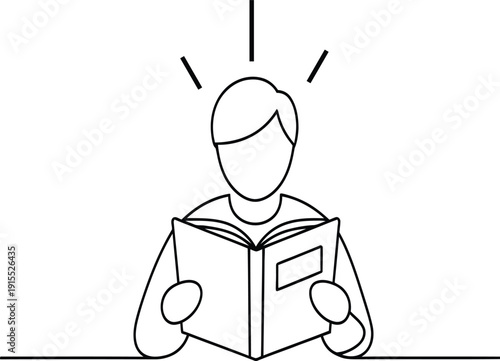 Man reading a book with an epiphany moment