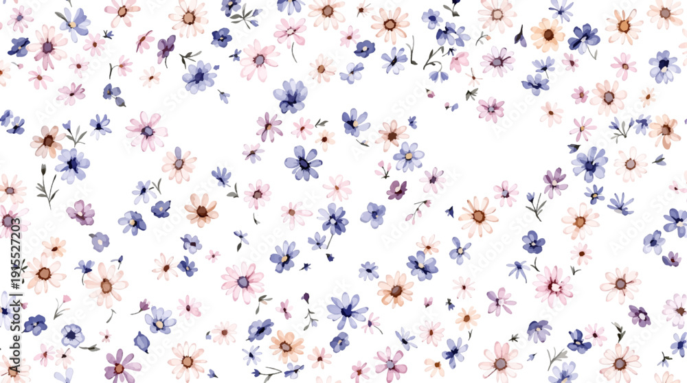 Fototapeta premium Soft Coral and Mint Watercolor Flower Background