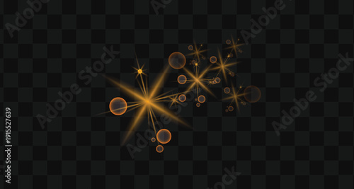 Vibrant light effect with glowing orbs and radiant beams on dark background