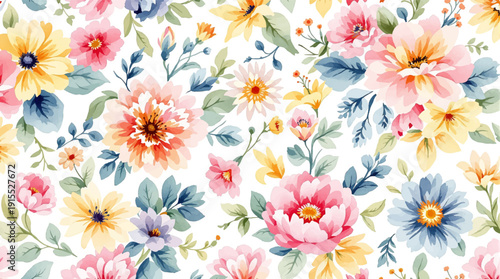 Rustic Countryside Watercolor Floral Background with Earthy Hues