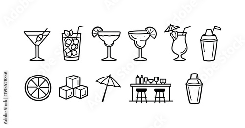 Construction, tools outline icon set. Building, equipment icons outline collection