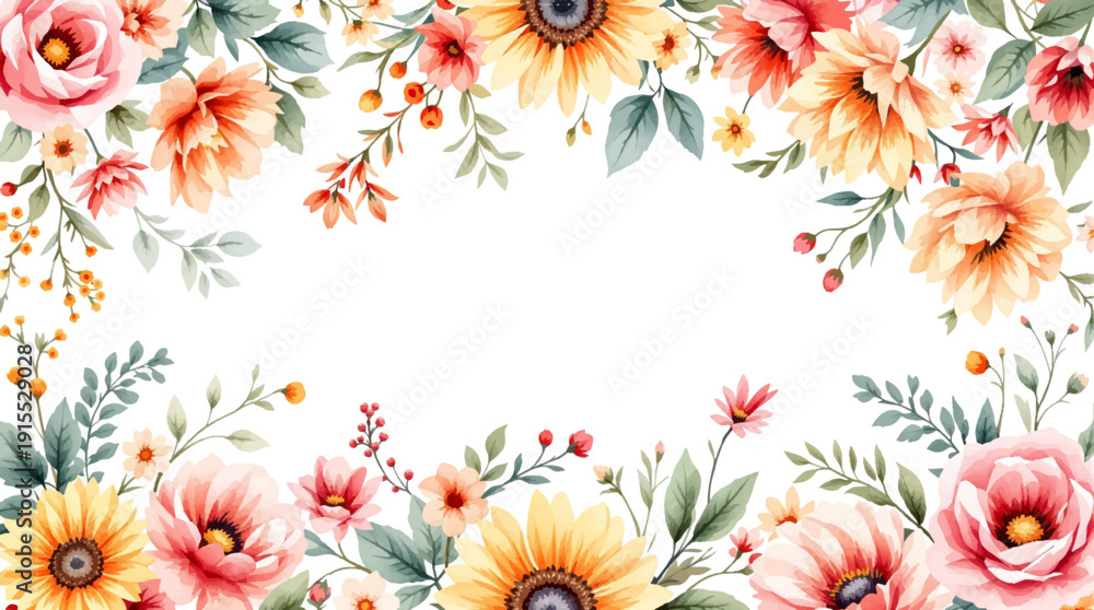 Obraz premium Vivid Garden Bloom Background with Expressive Floral Design
