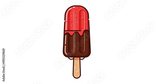 Delicious Red and Chocolate Dipped Popsicle on a Stick.