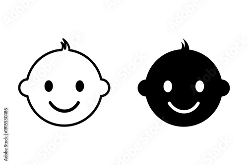 Baby icon, Smiling baby face icon, Child and childhood symbols. Flat vector illustration design