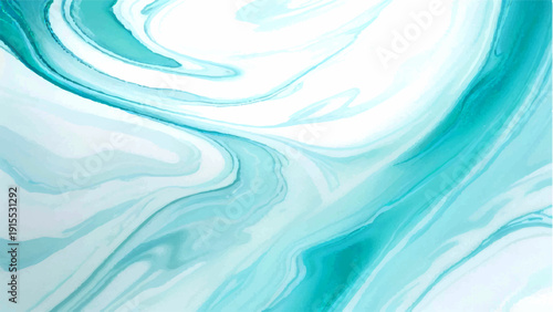Vector Abstract swirling teal and white marbled background, evoking fluidity and ethereal beauty, design. The composition invites contemplation, with its serene color palette and dynamic patterns.