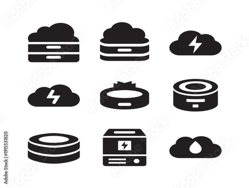 Cloud Storage Silhouette Collection with Data Backup Concepts