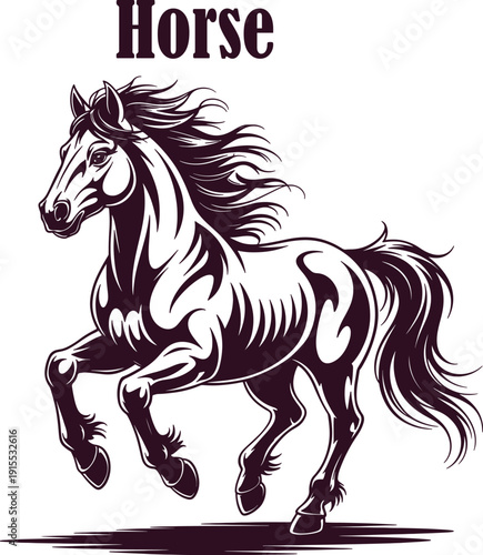 Running horse outline art