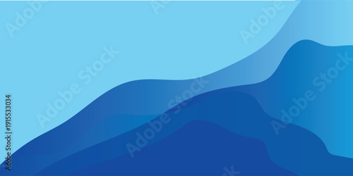 Abstract blue background with layered wave shapes, smooth gradient tones, modern minimal design, clean digital illustration, calm wallpaper style.