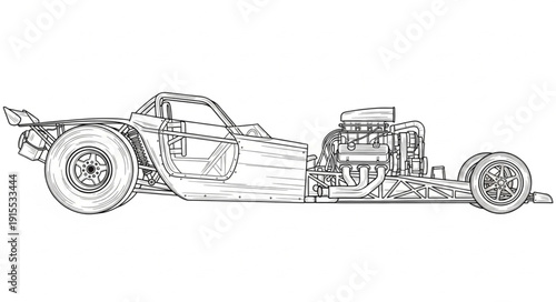 Detailed Illustration of Racing Car Chassis.