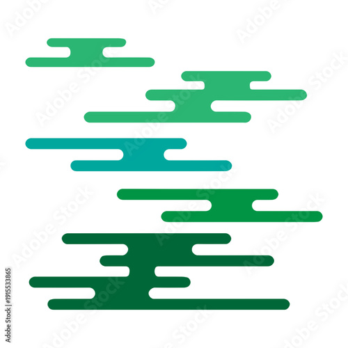 Abstract Green Cloud Shapes