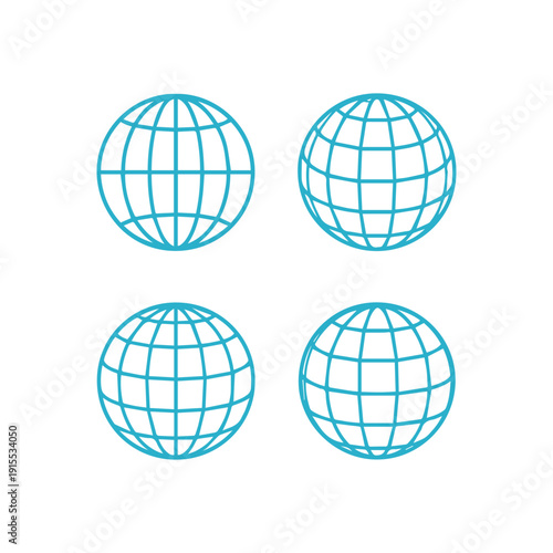 Set of globe icons in line style. Vector illustration.