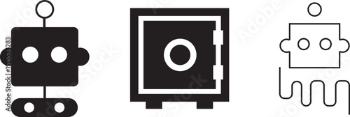 Three simple robot and safe icons