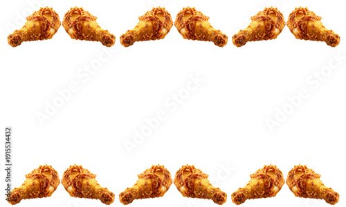 Crispy golden fried chicken drumsticks with customizable space – Ideal for food marketing, restaurant promotions, and customizable promotional photography