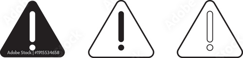 Warning signs with exclamation marks in different styles