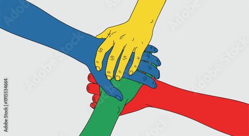 Diverse Hands Joining Together in Unity and Teamwork, Symbolizing Collaboration and Support