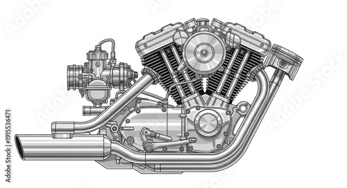 Detailed Motorcycle Engine Mechanical Parts.