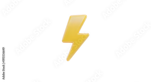 Free Download Glossy yellow lightning bolt symbol 3D render isolated on a transparent background electricity - GFXLoad