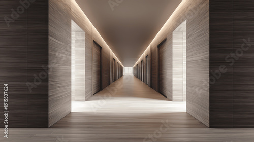 Modern Office Corridor with Closed Doors