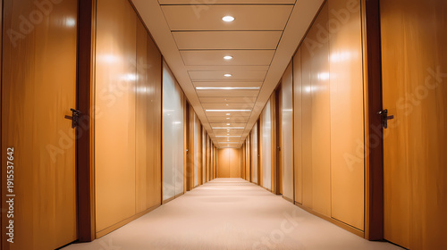 Modern Office Corridor with Closed Doors