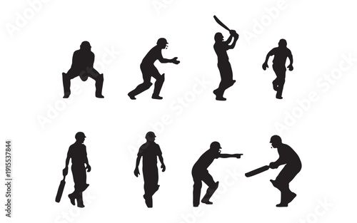 Vector silhouettes of people dancing and moving in energetic action poses