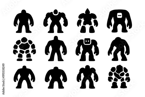 Robot monster silhouette set on white background