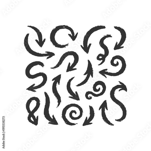 Set of icon hand drawn arrow. Isolated simple arrow. Arrow sign icon. Flat vector.