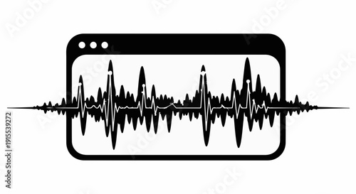 Digital waveform visualization on a screen, representing sound or data.