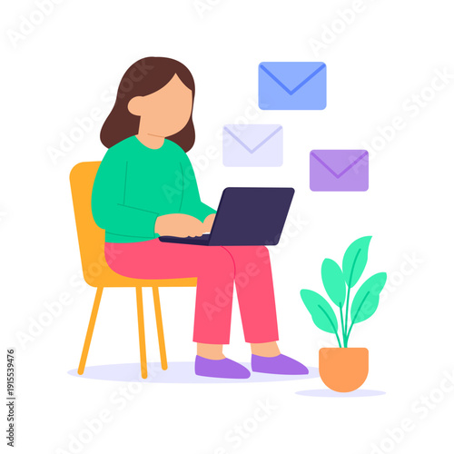 Follow Up Emails, maintaining engagement with prospective clients, Flat vector character illustration