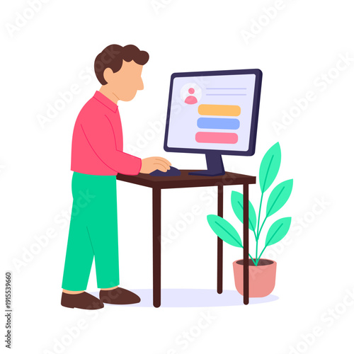 Customer Contacts, maintaining organized client communication records, Flat vector character illustration