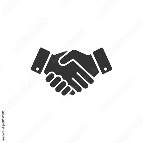 Shaking hands icon logo template silhouette. Flat vector