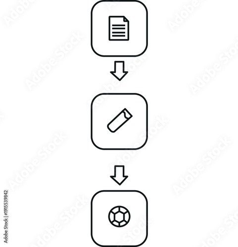 Research workflow diagram with document sample and molecule icons