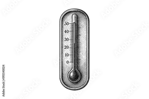 Vintage engraving style thermometer with celsius scale