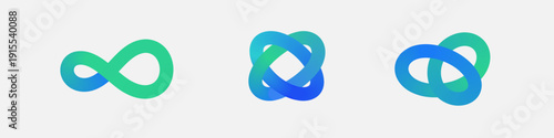 Abstract Infinity Loop Fluid Gradient Line with Pastel Swirls : Abstract infinity loop line symbols in gradient colors with smooth curves ideal for modern tech branding elements.