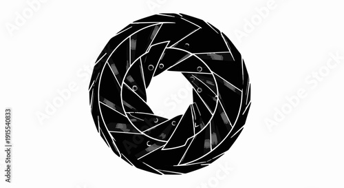 Abstract geometric aperture pattern with sharp lines and circular design