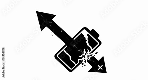 Broken battery symbol indicating power loss and energy depletion