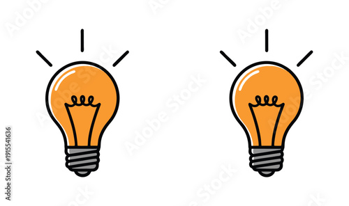 Two orange light bulbs shining brightly side by side