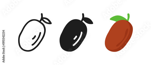 Minimalistic fruit design collection with color, solid, and outline variations
