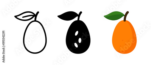 Minimalist to vibrant fruit evolution: outline, silhouette, and flat styles