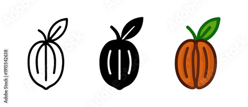 Minimalist apricot icons: outline, solid, and color styles for modern design