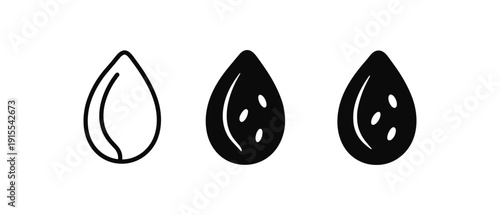 Minimalist water drop icons in black and white