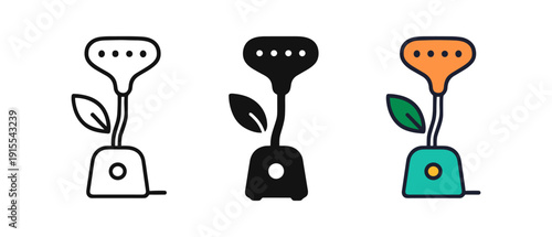 Stylized set of smart home gadgets with plant elements in various styles for modern living