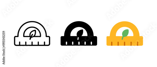 Protractor with leaf icons in linear, solid, and color styles
