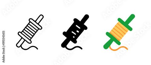 Rolling pin icons in minimal, silhouette, and colorful styles for baking themes