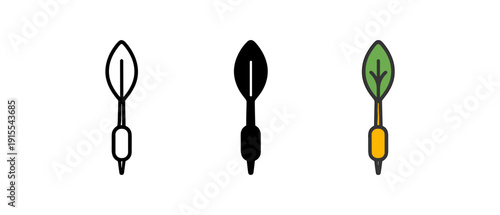 Simple botanical growth icons in linear, solid, and colorful styles