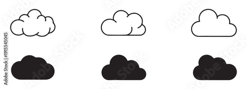 Outline and Solid Weather Cloud Vector Collection. vector illustration eps 10