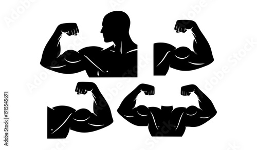 Strong Bicep Gym Fitness Silhouette Icon Pack