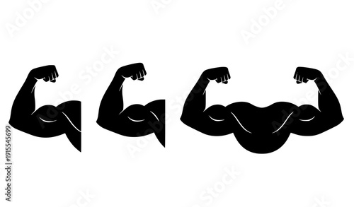Flexed Arm Strength Power Silhouette Vector Icons