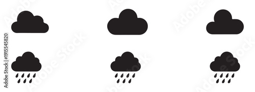 Black Cloud and Rain Weather Icons Set. vector illustration eps 10