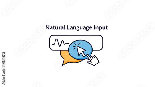 Natural Language Input Concept with Speech Bubbles and Sound Wave, Representing AI Voice Recognition and NLP Technology