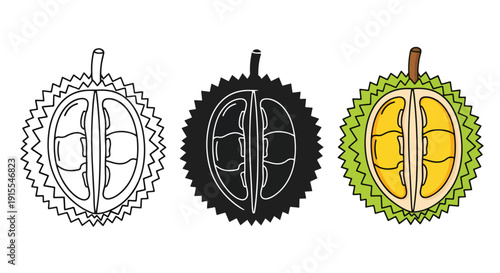 Durian fruit icons set flat design vector illustration - Vector icon Set - Stickers and Clipart - PNG and SVG Icon collection - Lineal icons - logo template